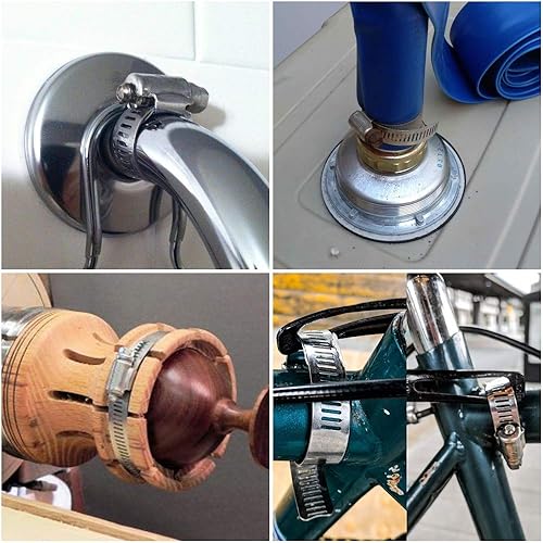 Miniatura 6 de HongWay Paquete de 78 abrazaderas de manguera, rango ajustable de 1/4-2 pulgadas (0.236-2.008 in), abrazaderas de manguera de acero inoxidable 304