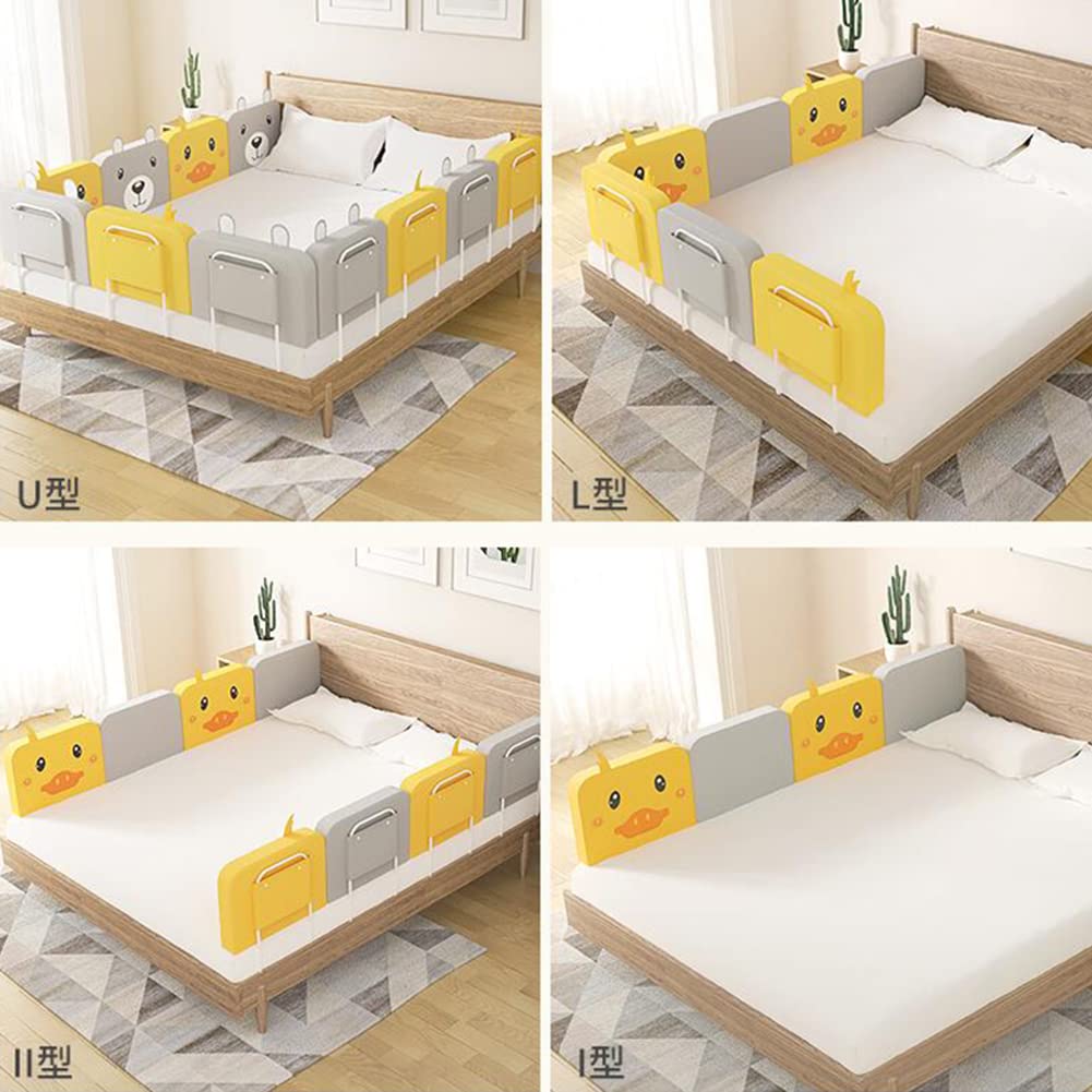 Barandilla de Cama, barandilla anticaída Ajustable en Altura para Cama Infantil, Barrera Protectora para niños pequeños o Camas de Adultos (tamaño: 60 cm, Color: Estampado Amarillo