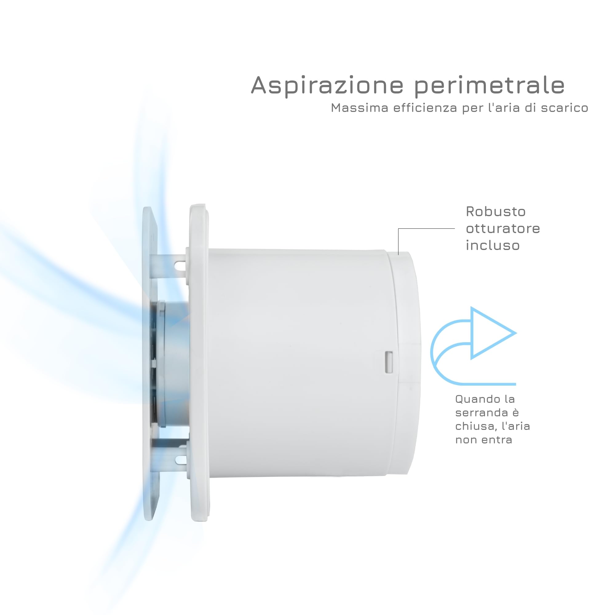 Turbionaire TREND 100 SWM Aspiratore Bagno 100 mm, Bianco, Aspirazione Perimetrale, Valvola di Non Ritorno, Silenzioso, IPX4, Anti Muffa e Umidità,Garanzia di 3 Anni