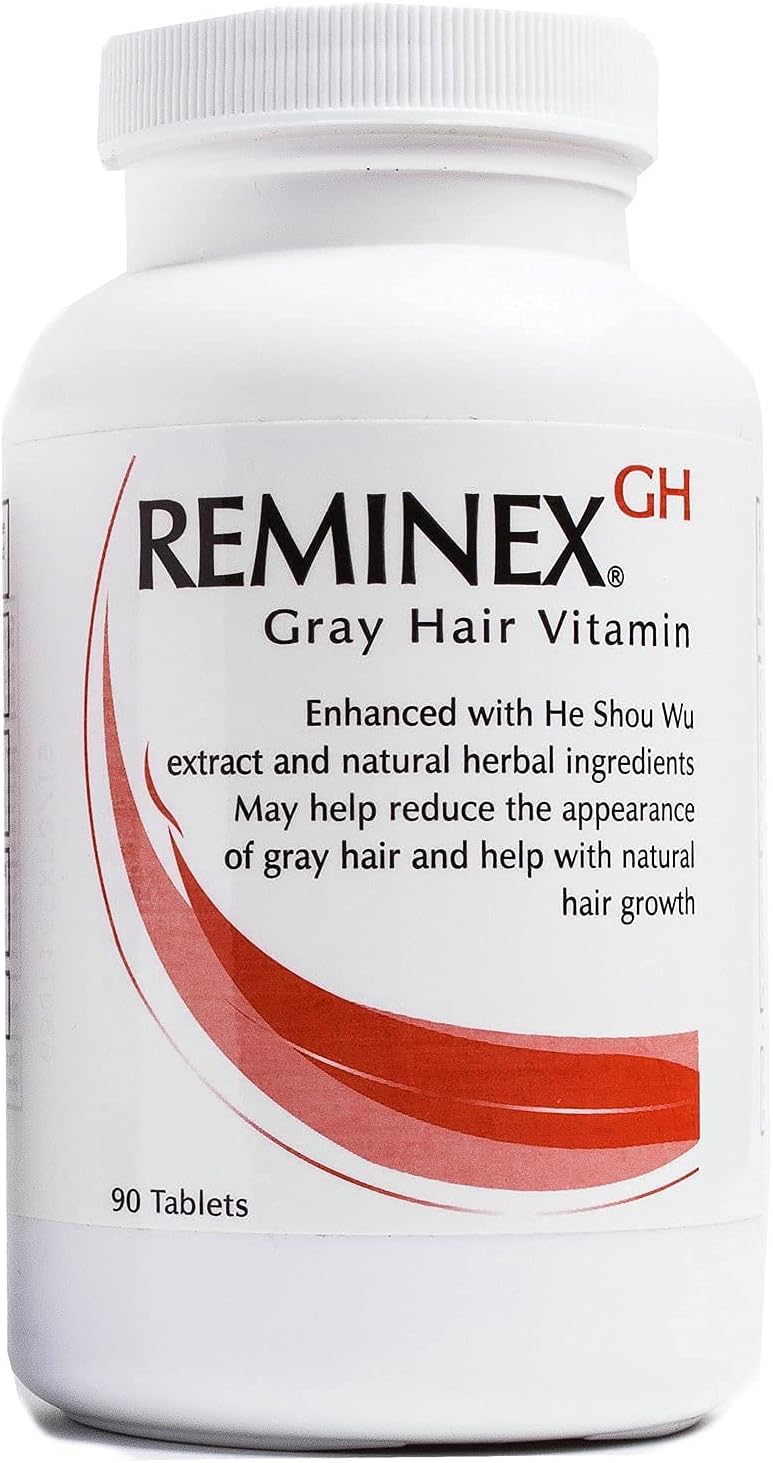 Reminex GH Anti Gray Hair Vitamins - 90 Capsules Hair Supplement Enriched with Saw Palmetto Extract Restores White Hair to Healthy Natural Color (Pack of 3)