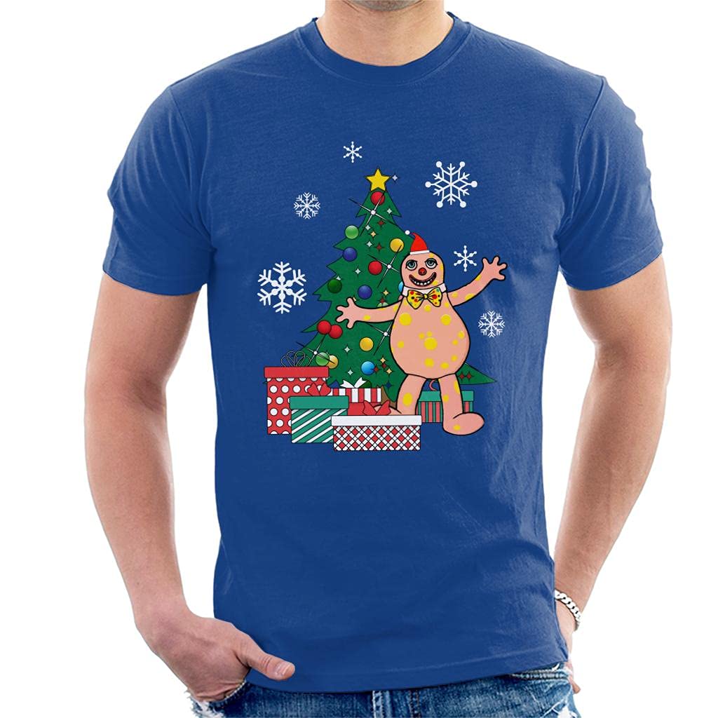 Cloud City 7 Men's Royal Blue Mr Blobby Around The Christmas Tree T-Shirt