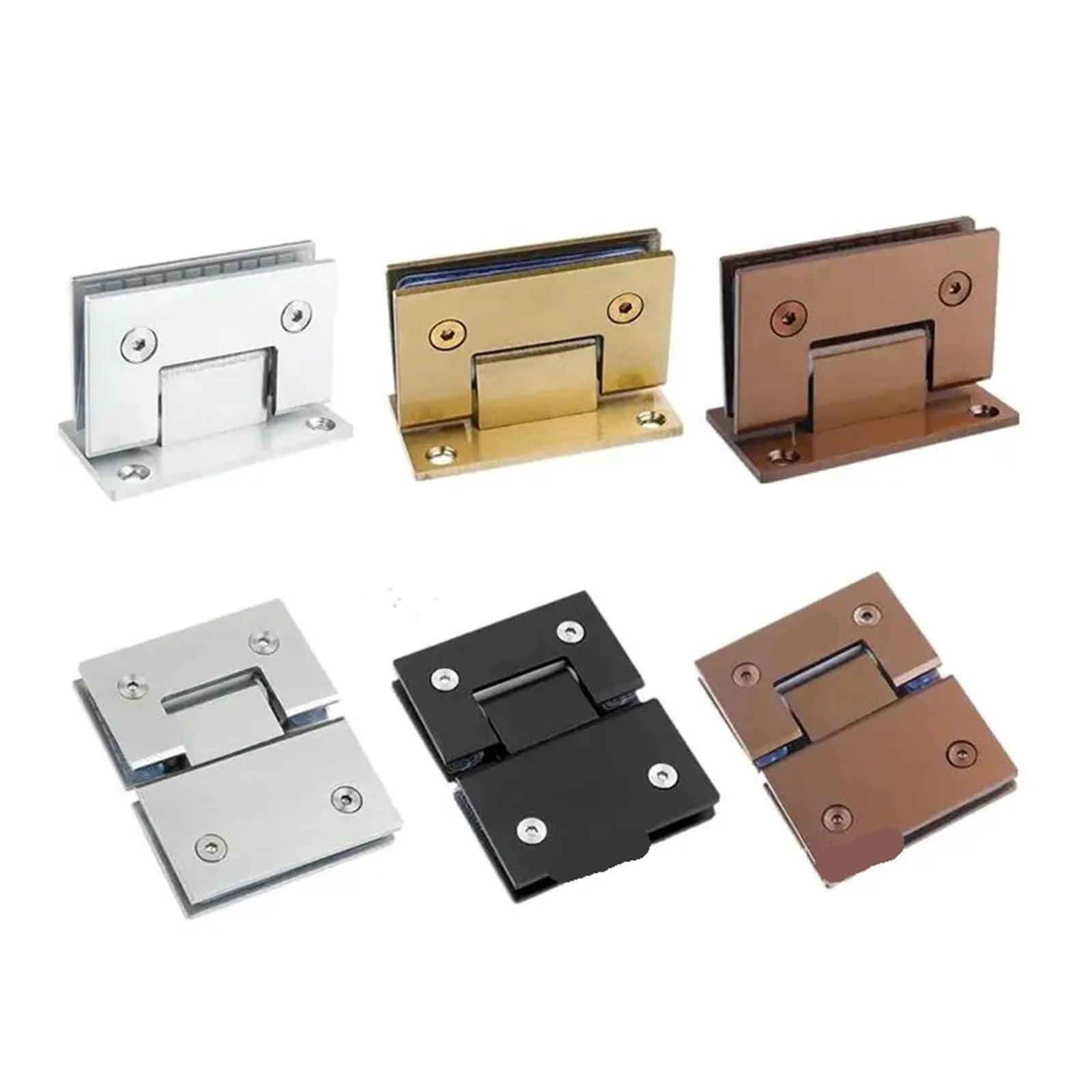 Bisagras para mamparas de ducha, Bisagras for puerta de ducha, montaje en pared acero inoxidable, 90, 135, 180 grados, reemplazo cromo dorado(Chrome-180)