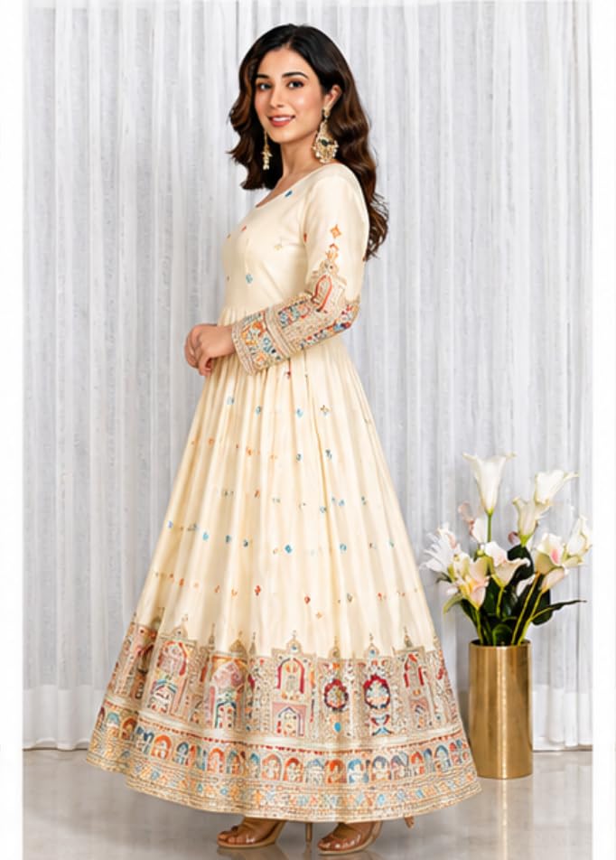 Image of Omkar Textile's Georgette Anarkali Gown with Dupatta Set, Embroidered, Wedding