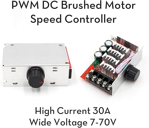 Miniatura 6 de RioRand 7-70V PWM DC Motor Speed Controller 30A - Low Heat Aluminum Housing for Brushed DC Motors, DIY Projects & Small Electric Devices (Extra Fuse