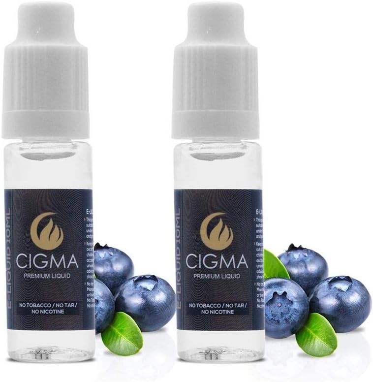 CIGMA 2 X 10ml E Liquid - Blueberry - 2 Pack Only High Grade Ingredients - Made for Electronic Cigarette and E Shisha - Eliquid