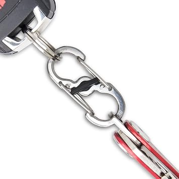 KEY SMART Quick Disconnect Stainless Steel S Carabiner with Lock - Dual Carabiner Keychain Locking S Clip