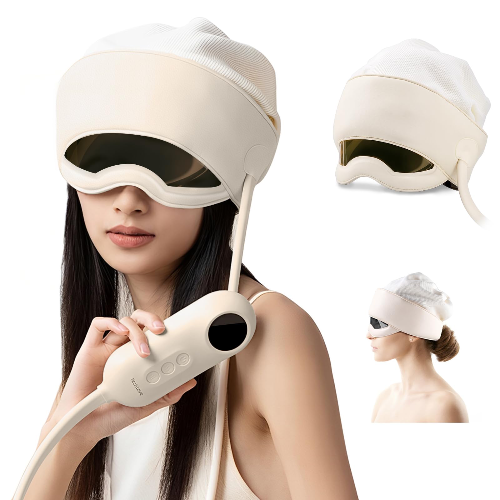Photo 1 of Artmory Electric Head Massager for Headaches, Eye Massager with 6-Level Heat, 6-Zone Kneading Temple Massager & Migraine Massager, Rechargeable Head and Eye Massage for Stress Relax, White