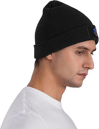 Creative American Patriot Skull National Flag Beanie Hat Acrylic Knit Warm Winter Hats for Women Men Skull Cap Black