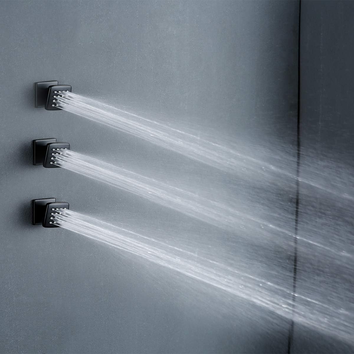 RANDOM Shower Spa Brass Square Massage Body Jets Spray Body Shower Set,Brushed Nickel,Chrome,Oil Rubbed Bronze,Brushed Gold. (Matte Black 6 pcs)