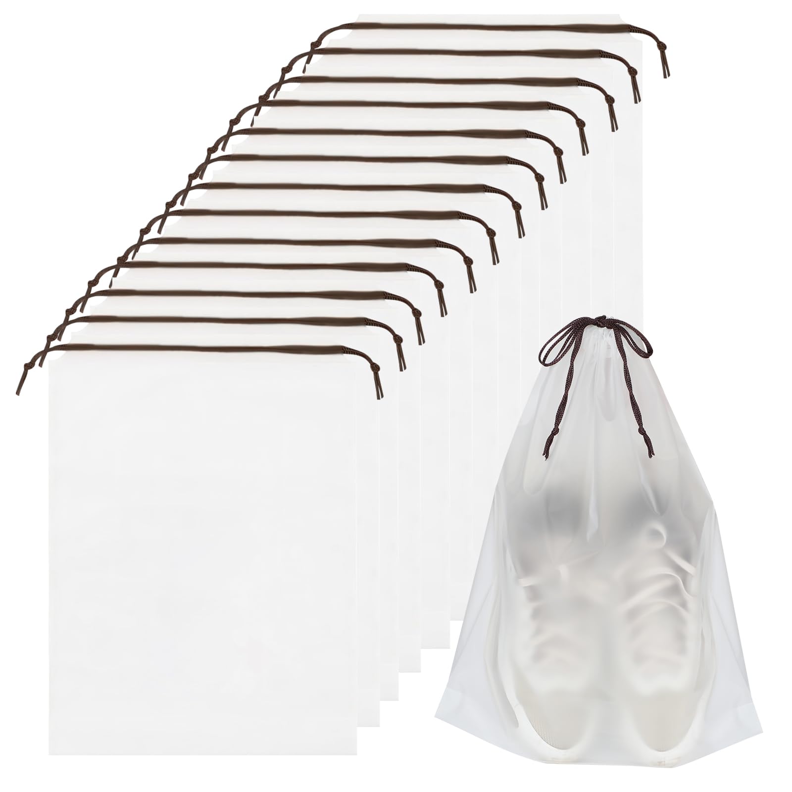 60 Sacchetti Per Scarpe Da Viaggio Trasparenti Con Coulisse | 30 Trasparenti + 30 Traslucidi | PE Robusto 30x40 Cm | Per Uomo E Donna - 2