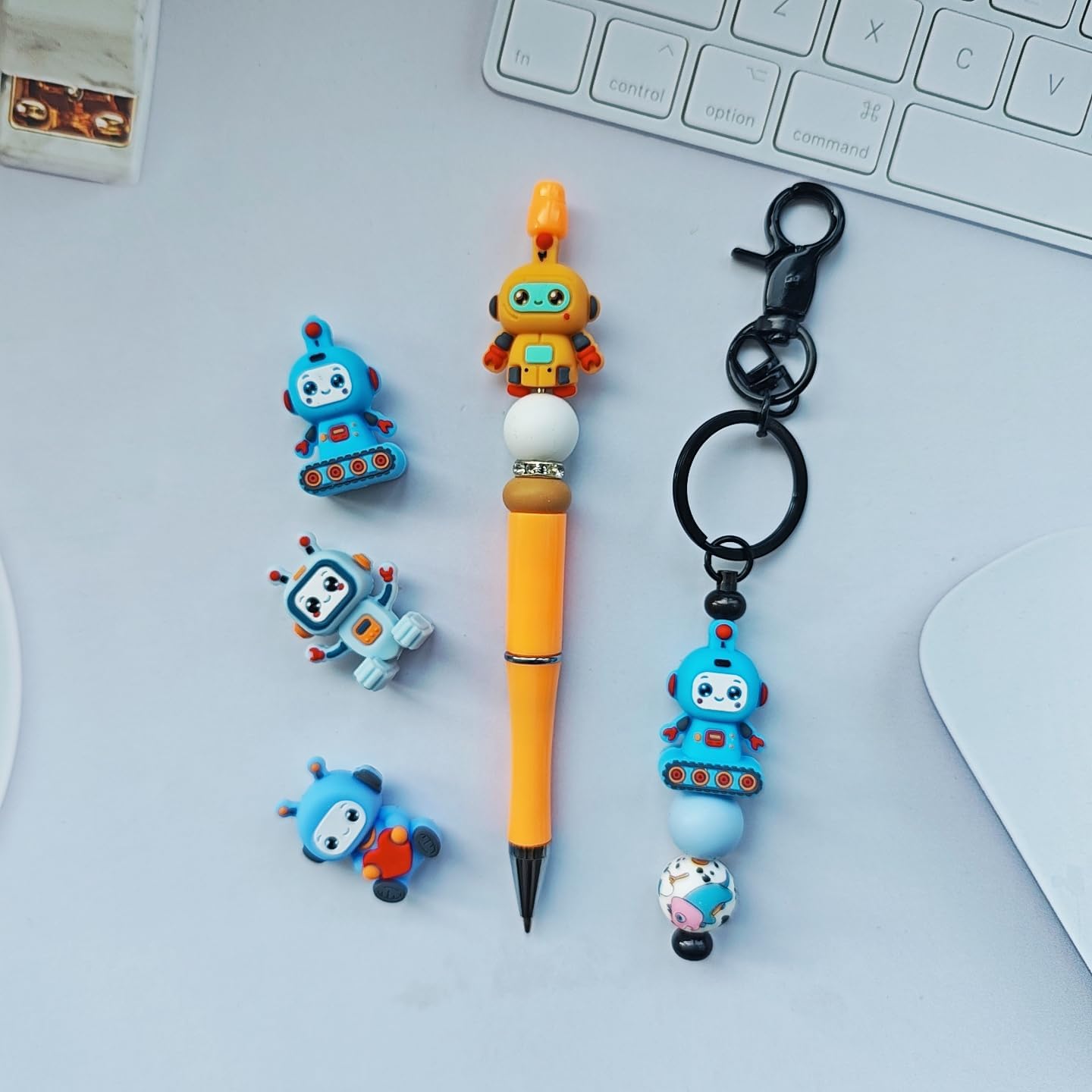 JNwhy DIY Beadable Ballpoint Pens, Black Ink, Medium Point, Multicolor, 12 Pieces (Robot-12 sets)