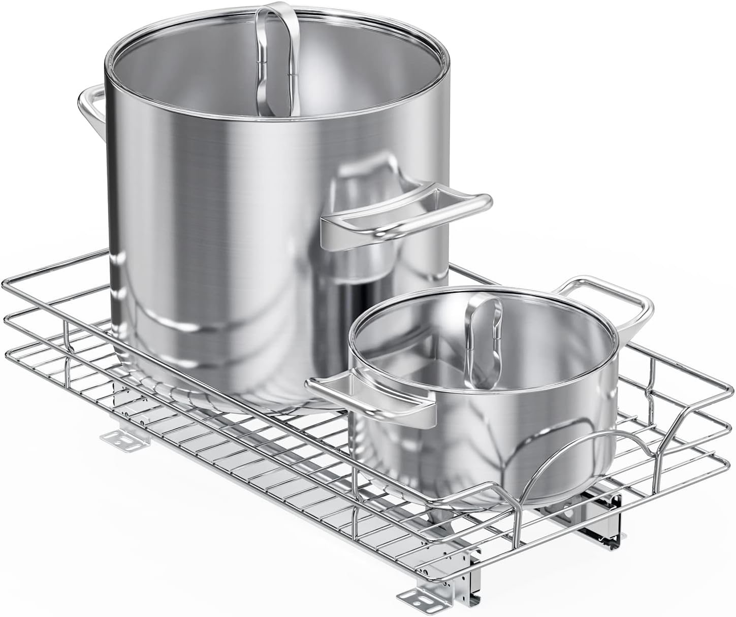 LOVMOR Pull Out Cabinet Organizer and Storage 11" W x 18" D, Slide Out Shelves for Kitchen Cabinets 1 Tier 11"W x 18"D