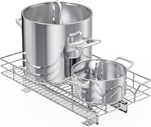 LOVMOR Organizador de gabinete extraíble y almacenamiento de 11 pulgadas de ancho x 18 pulgadas de profundidad, estantes deslizantes para armarios