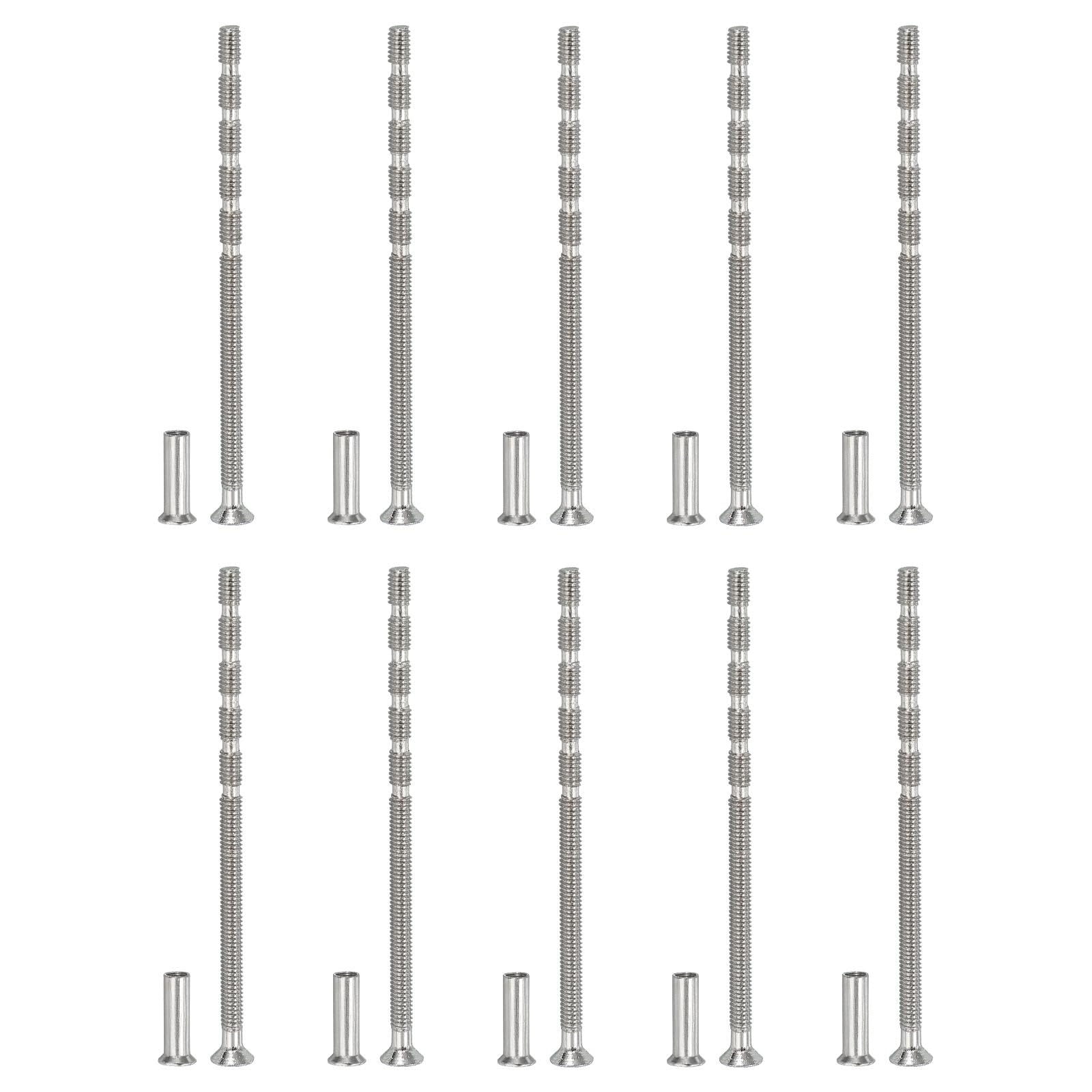 Unifizz M4 x 80 Door Handle Screws, 10 Pcs Breakaway Connecting Bolts with Sleeve Nuts, Phillips Countersunk Head Fixings for Cabinet Drawer Pulls and Internal Door Handle Repair Kit