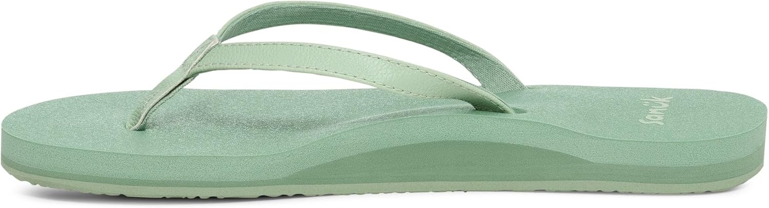 Sanuk Yoga Joy Womens Flip Flops | Yoga Mat Footbed | Sandals for Women | Womens Yoga Sandals | Women's Beach Sandals, Aqua Foam, 10 - Image 2