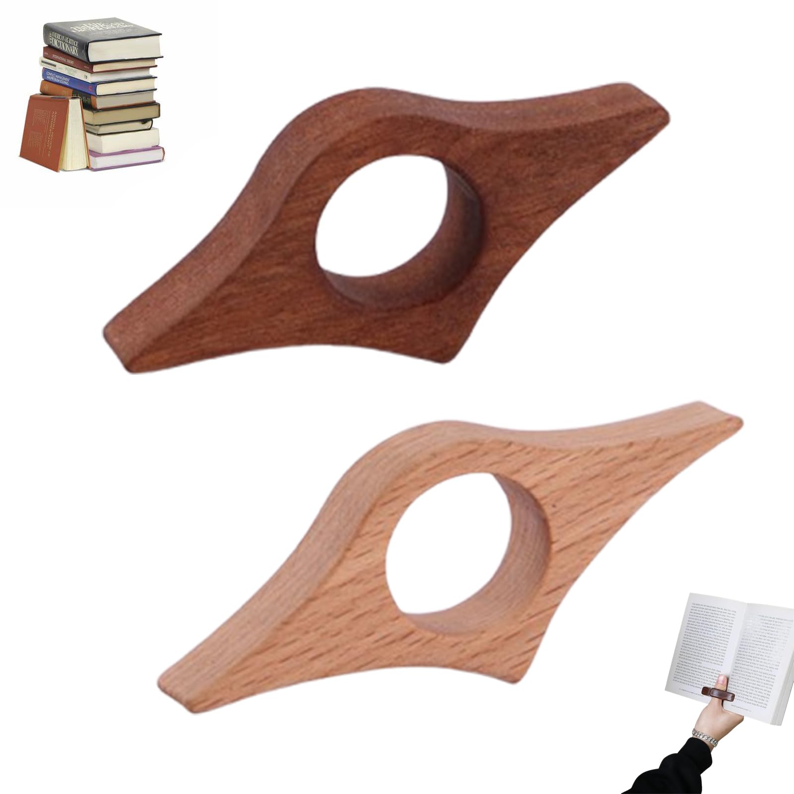 2pcs Bookie Rookie Page Holder,book Thumb Page Holder,wooden Book Page Holder,thumb Book Page Holder,book Page Holder,book Holder Thumb,book Opener Holder,handmade Natural Walnut Thumb Bookmark
