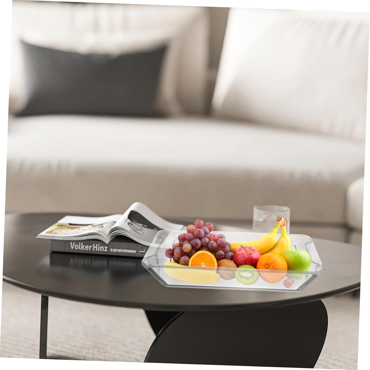 Unomor Delicate Fish Steaming Platter Tempered Glass Food Serving Tray for Events Modern Design Elegant Centerpiece for Dining Table Suitable for Fish and Desserts