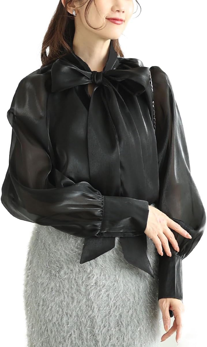 ADORE グロッシーブロードワンピース カシュクール ブラック 38 BLACK