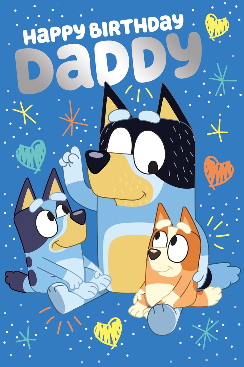 Bluey Daddy Birthday Card, Cute Bluey Birthday Greeting Card for Dad