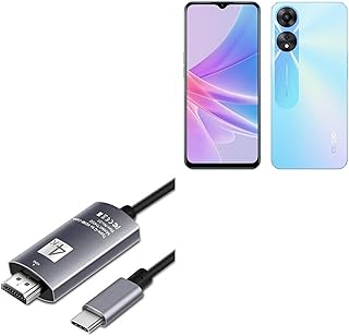 BoxWave Cable Compatible with Oppo A58 - SmartDisplay Cable - USB Type-C to HDMI (6 ft), USB C/HDMI Cable - Jet Black