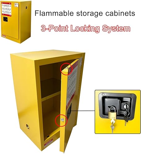 Miniatura 6 de Gabinetes de almacenamiento peligrosos, 40 galones (volumen intrínseco) amarillo. Gabinete de acero con estante ajustable para almacenamiento