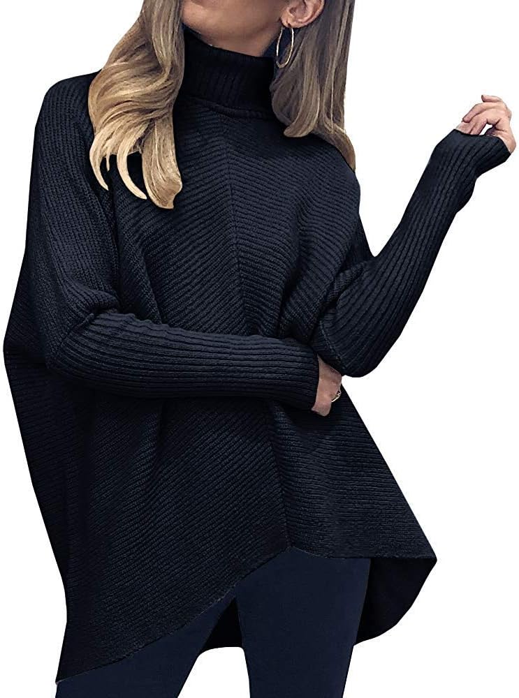 ANRABESS Womens Oversized Turtleneck Batwing Long Sleeve Casual Cozy Baggy Knit Pullover Tunic Sweater 2025 Fall Outfits - Image 2