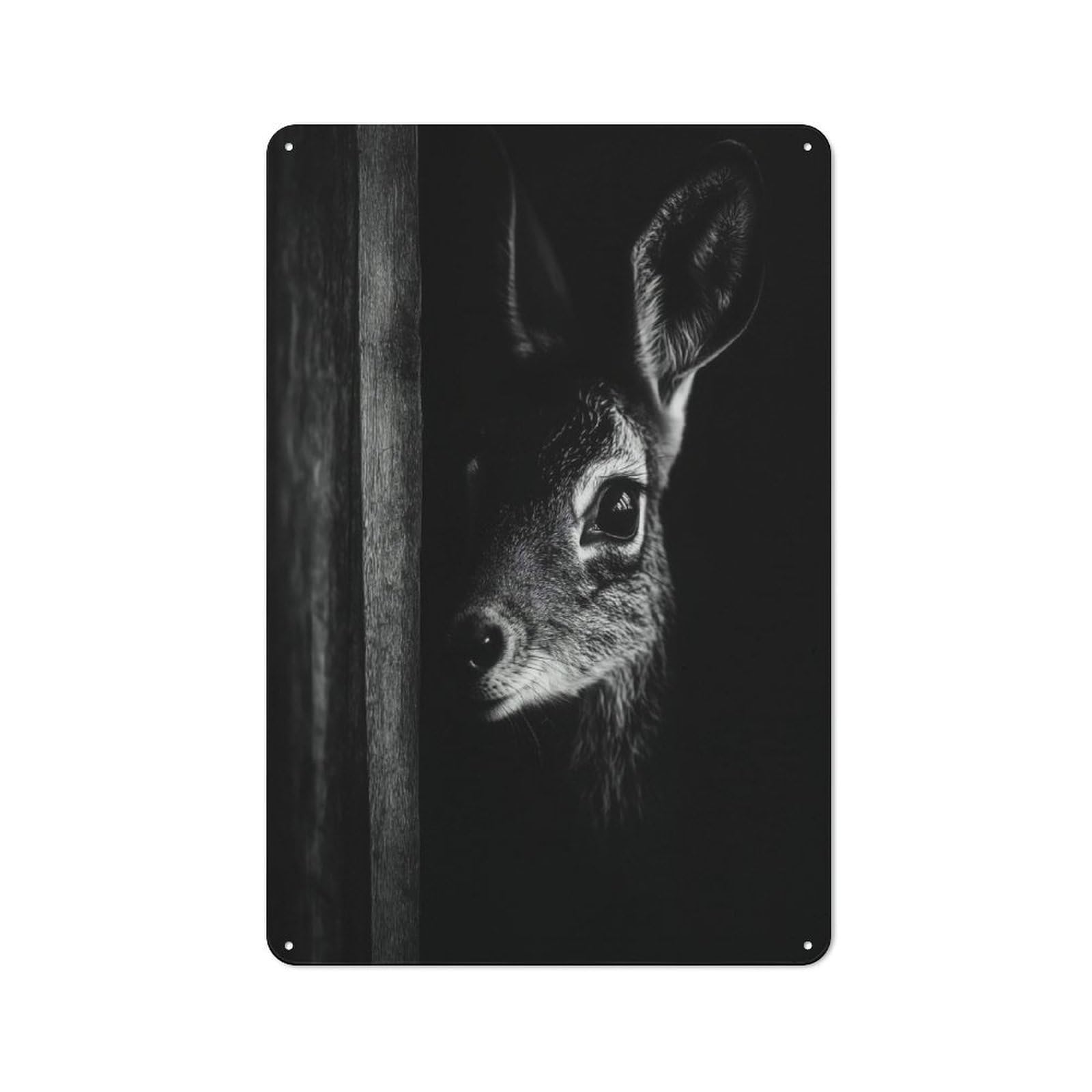 Junmoney Style-10 Fawn Peeking From Shadows Rustic Metal Plaque 30X20cm For Café Or Restaurant, Wall Decor For People Reorganising Café And Restaurant