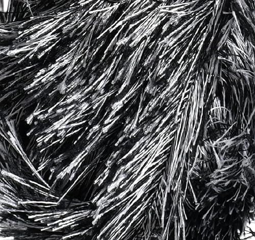 Image of Eyelash Fun Fur Yarn Premium 100% Polyester 164 Yds (150 Mt), 3.53 Oz (100 Gr) Colorful Crochet Yarn Dıy Hand Knitting. (Black White, 1 Skein)