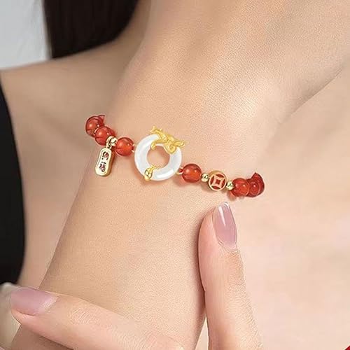 Miniatura 2 de LIU JUN Pulseras de dragón de año nuevo chino 2024, pulsera de dragón del zodiaco chino Feng Shui, pulseras elásticas de amuleto de la suerte,