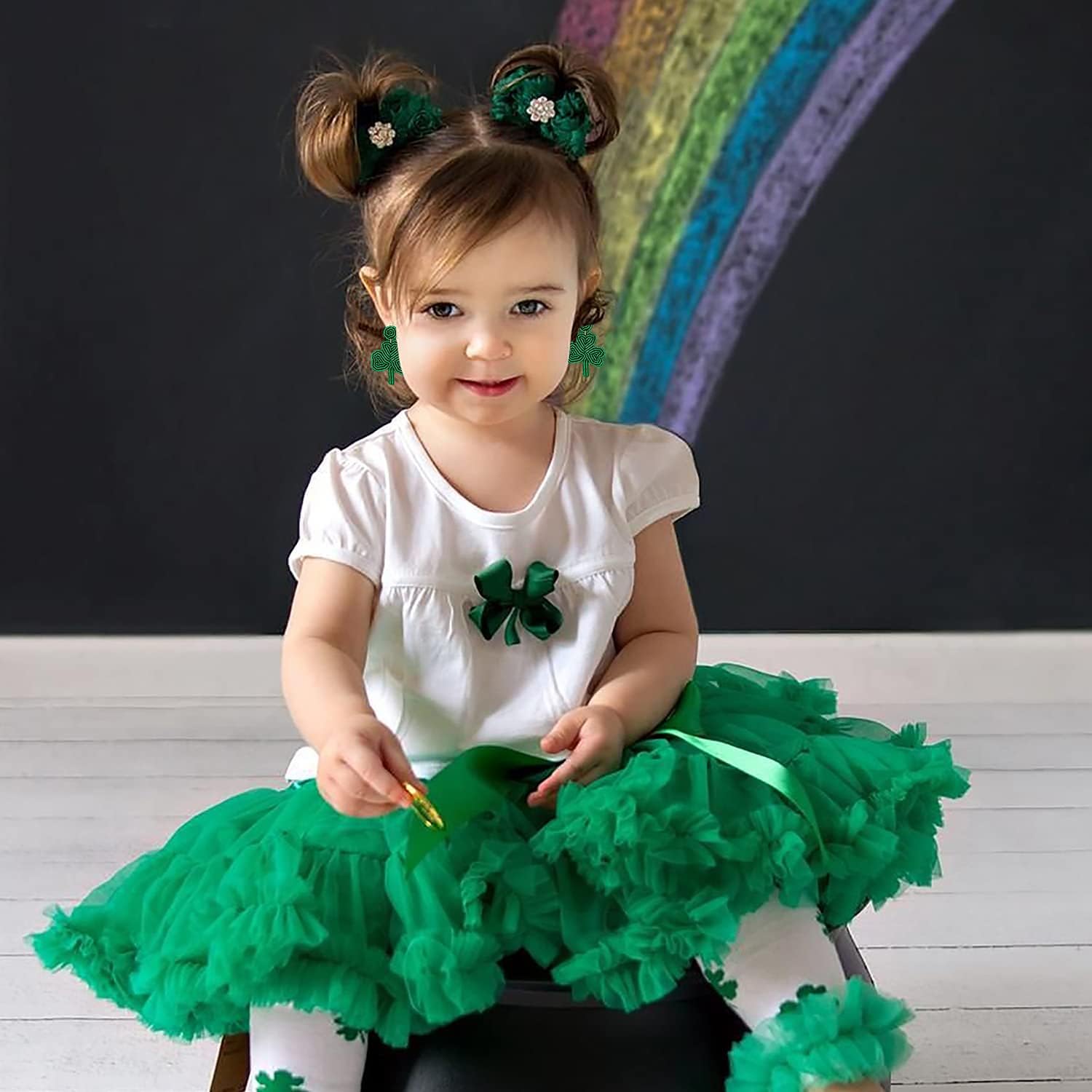 St. Patrick's Day Earrings Beaded Green Leaf Earring for Women Handmade Lucky Shamrock Hat Drop Dangle Earrings Irish Holiday Jewelry Gift - Image 7