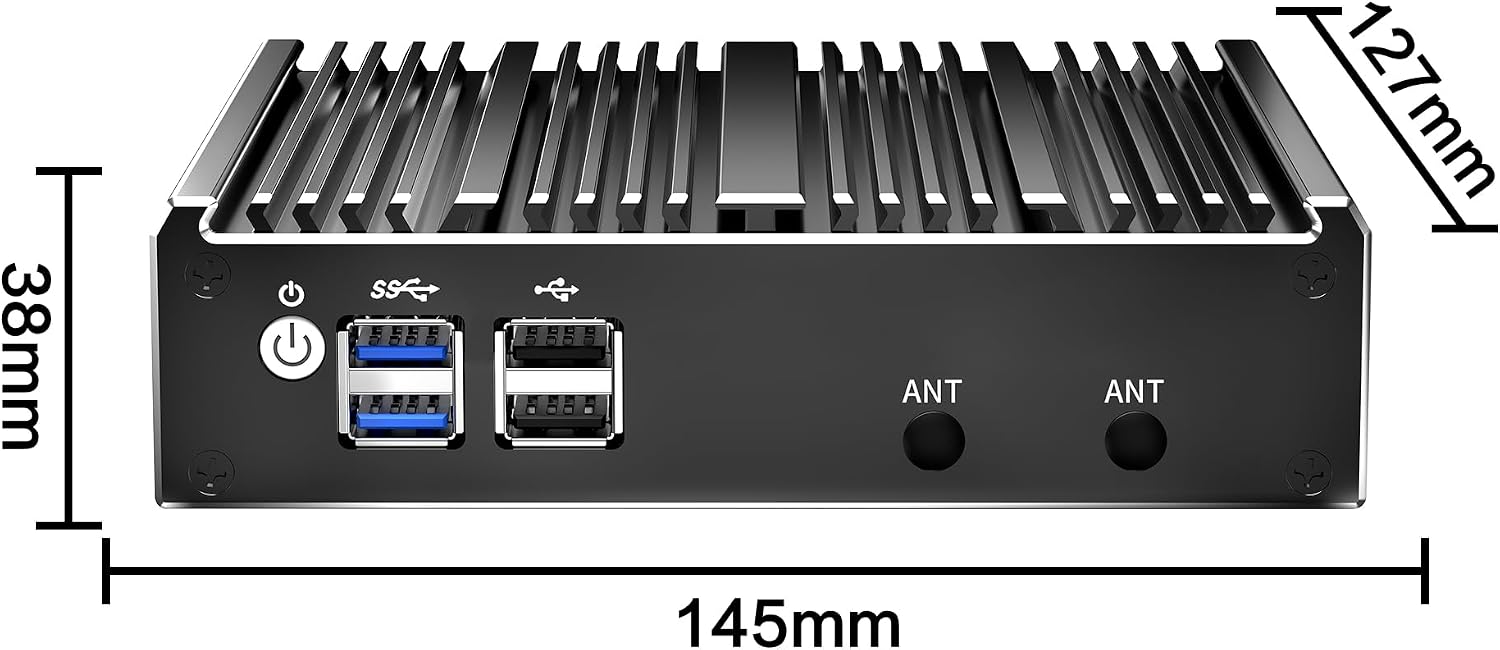 Fanless Mini PC, Industrial PC, Mini Computer Dual Core N2840, 4K HD+VGA, 2Gigabit Ethernet, USB, Mini Desktop PC HD/VGA, WiFi/Win10/Linux, 4GB RAM 64GB SSD