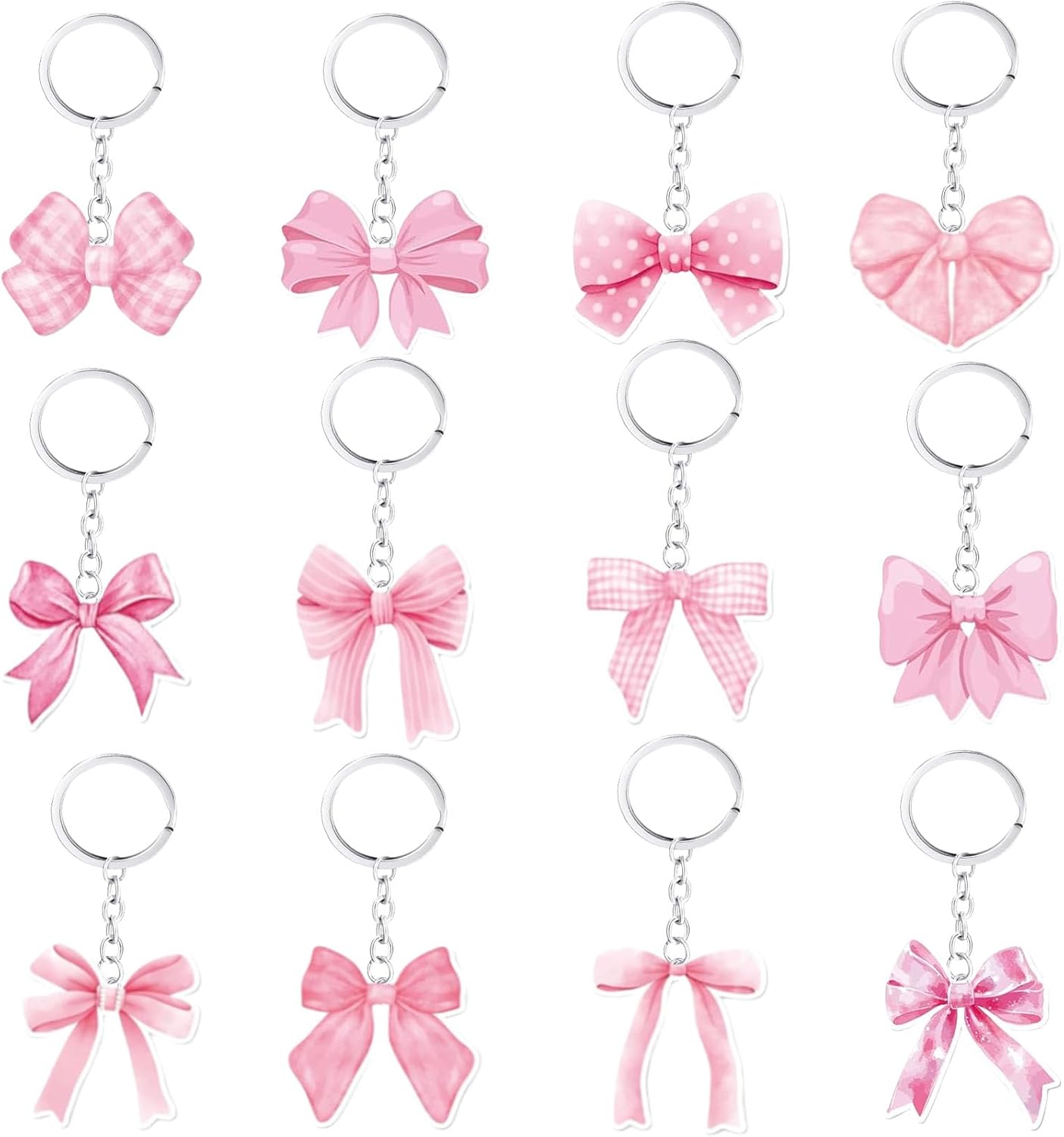 12 Pcs Pink Bow Party Favors Pink Bow Acrylic KeyChains for Bachelorette Birthday Party Decorations Supplies Gifts