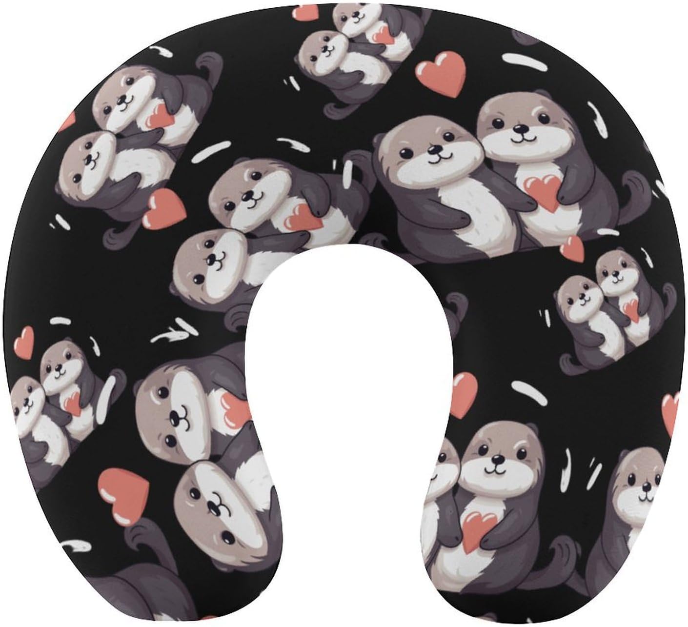 Sea Otters U Shaped Neck Pillow Portable Travel Airplane Headrest Pillow Lightweight Support Pillow Cushion
