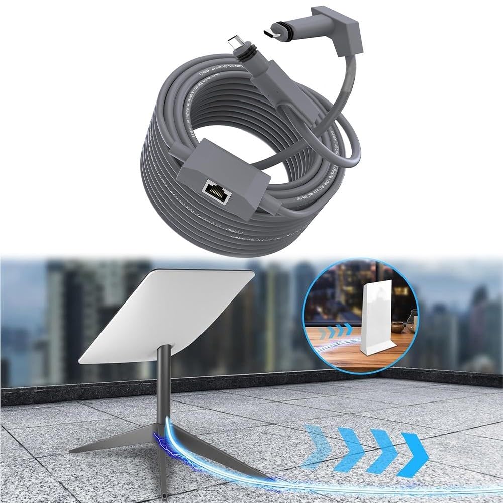 Adattatore Ethernet 2 in 1 per Starlink Gen 2, 46 m per cavo di prolunga RJ45 in TPE, trasferimento dati ad alta velocità per Internet stabile (10 m)