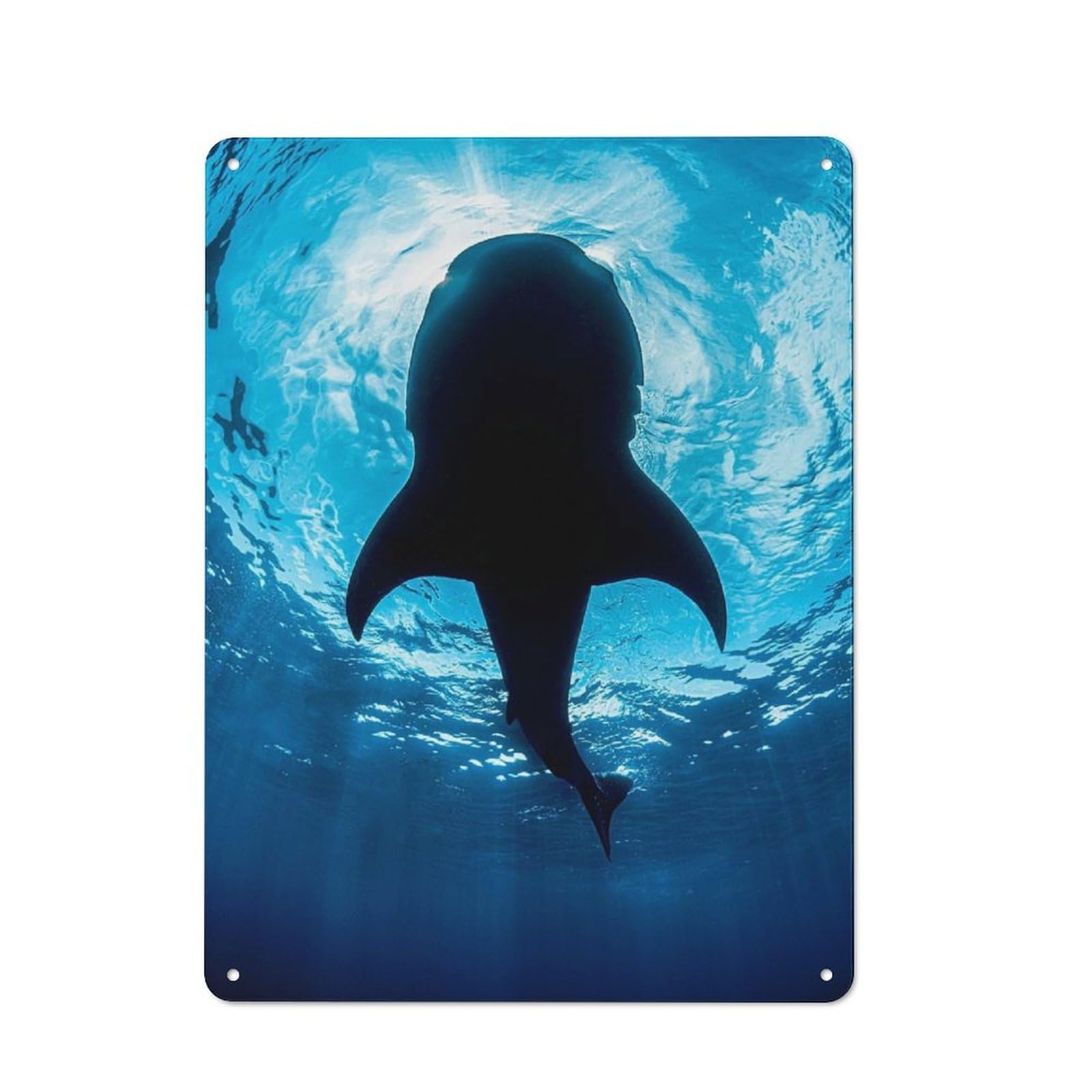 Simple Retro Whale Shark Ocean Metal Wall Plaque 40x30cm, Studio Wall Plaque for Hobby Room, Office, Lounge Or Living Room