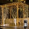 Lepro Led-lichtgordijn, 3 m x 3 m, 8 modi, 306 leds, warmwit, lichtketting, voor buiten, binnen, decoratie voor slaapkamer, feestdecoratie, Kerstmis, bruiloft