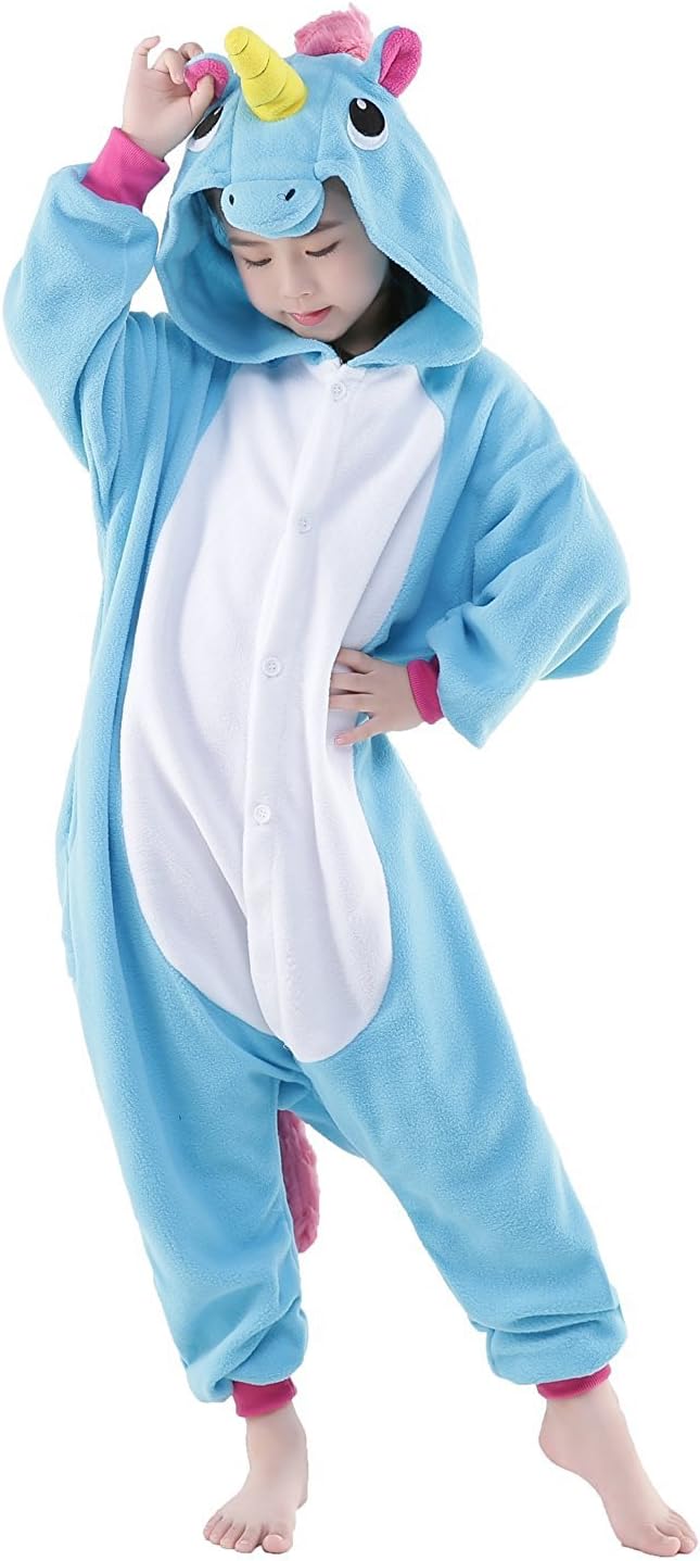 Kids Unicorn Onesies Animal Costume (105#(47-51 inch), Blue Unicon)