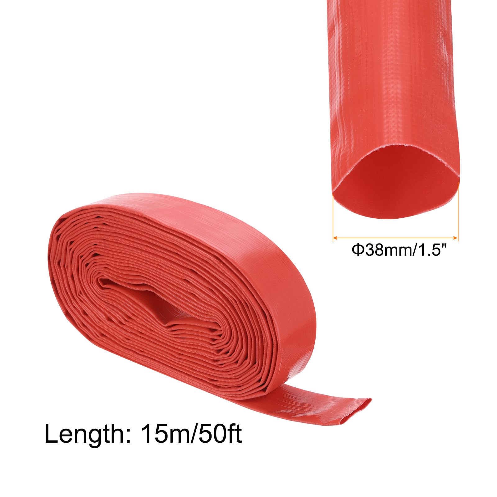 Manguera de retrolavado para piscina, 1.5 pulgadas x 50 pies, manguera de drenaje reforzada de PVC, mangueras de bomba de descarga de agua plana para filtro de piscina, bomba de natación, con