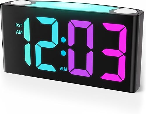 RGB Reloj despertador digital  Reloj despertador para dormitorios reloj despertador fuerte para niños mayores con pantalla grande números