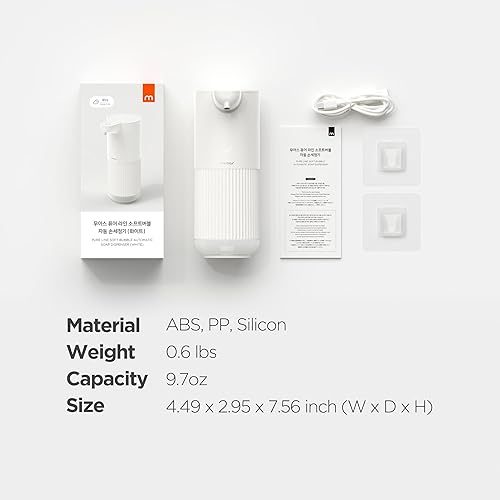 Miniatura 8 de mooas Dispensador automático de jabón espumoso, dispensadores de jabón de manos sin contacto Pure Line, sensor eléctrico recargable por USB,