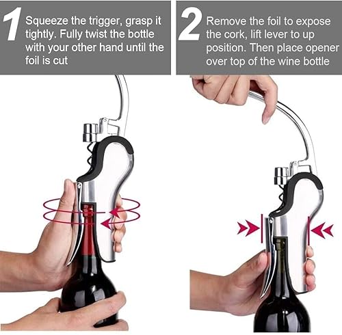 Miniatura 6 de KAYCROWN Sacacorchos de palanca vertical de acero inoxidable compacto del abrelatas del vino con el cortador incorporado de la