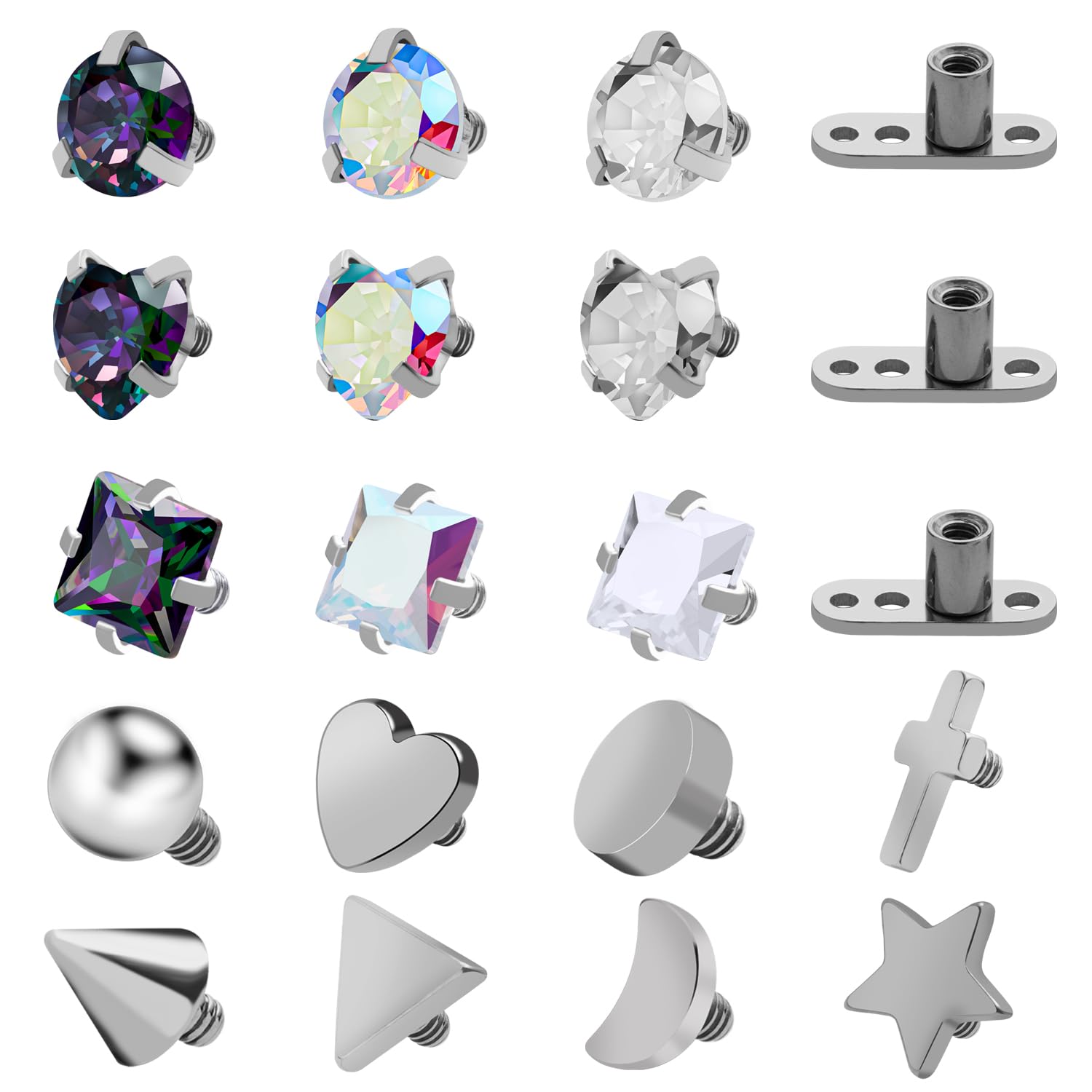 Chest Dermal Body Jewelry Jewelry Chest BodyAce 14G 4Pcs Dermal