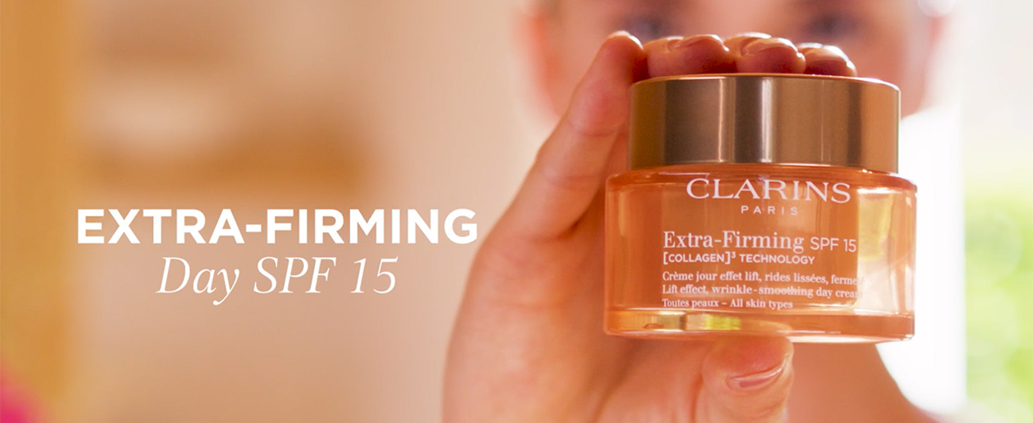 Clarins NEW Extra-Firming Day Moisturizer SPF 15 | Firming Anti Aging Face Cream | Contains Collagen Polypeptide & Niacinamide | UVA/UVB Protection | All Skin Types
