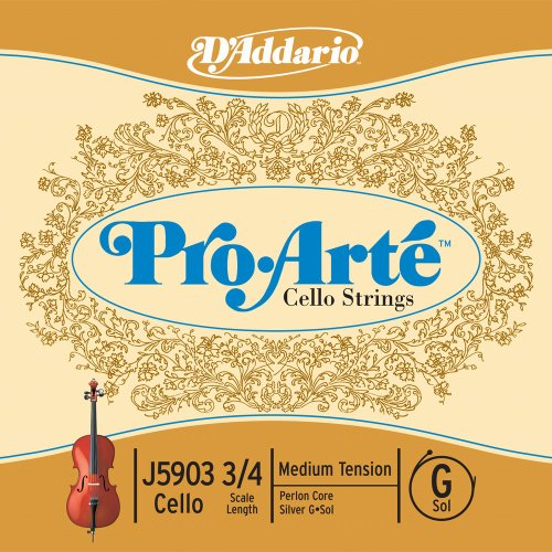D'Addario Pro-Arté Cello 10Blk G 3/4 Med (J59033/4M-B10)