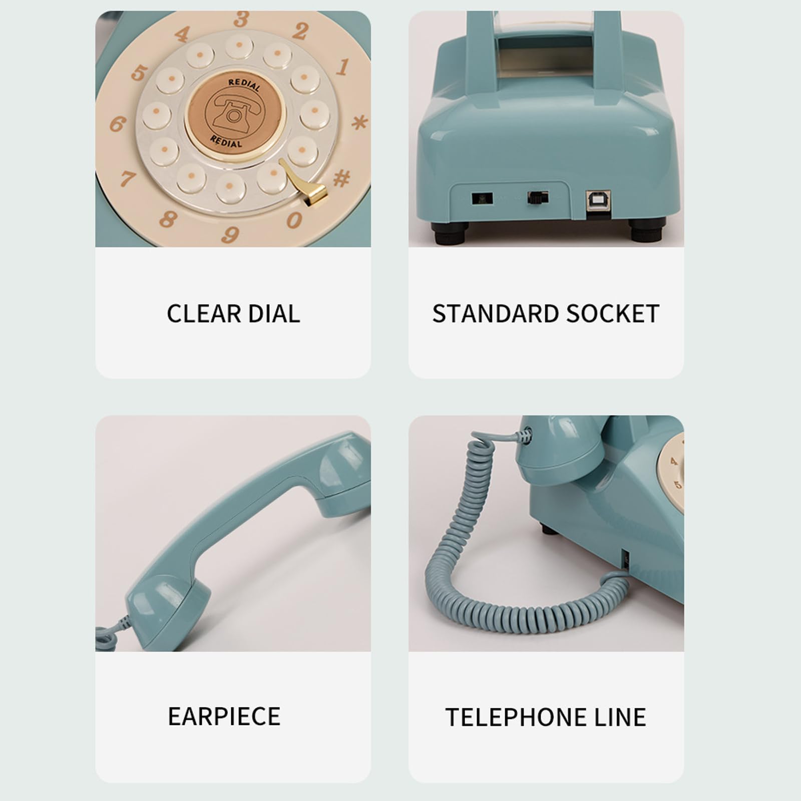 Telefono con quadranti rotanti con registratore per catturare momenti speciali, libro degli ospiti, libro dei messaggi uditivi, registratore telefonico retrò