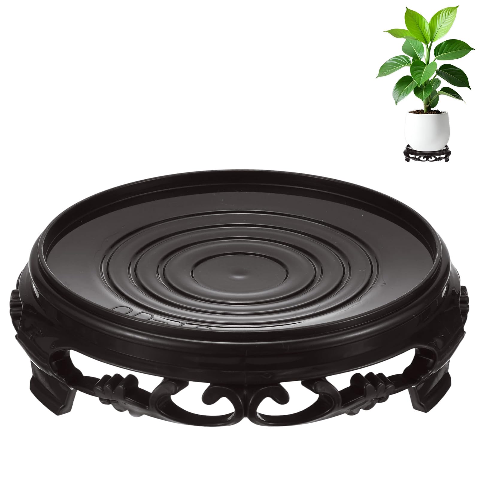 M METERXITY 1-Pack Plant Stand for Inside Pots, 15.5 Cm/6.1 Inch Plant Riser for Vase/Fishbowl/Flower Pot/Lamp/Redwood Base/Vintage Display Rack Decor [Dark Brown]