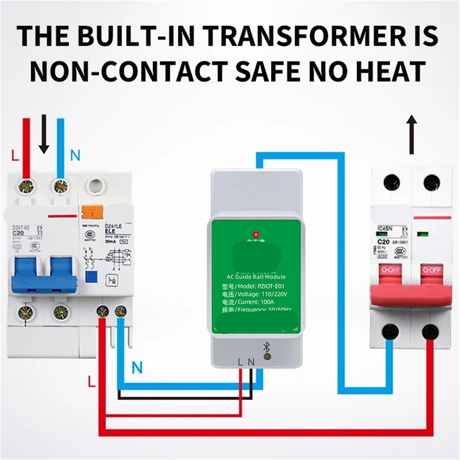 PZIOT-E01 Einphasiger AC-Din-Schienen-WLAN-Smart-kWh-Energiezähler Stromverbrauchszähler Wattmeter Voltmeter Amperemeter