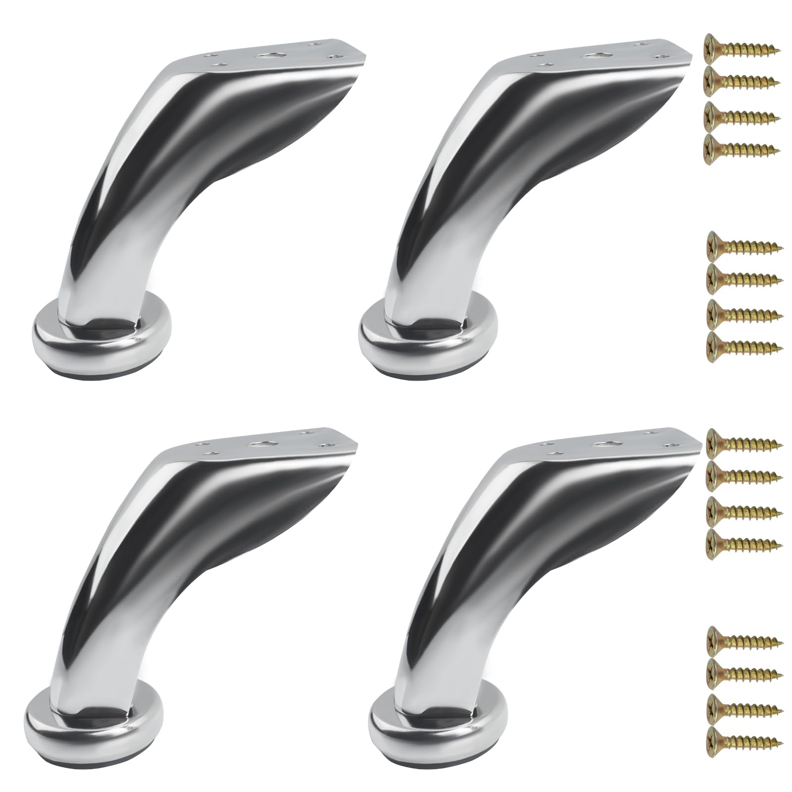 Roellgs furniture leg, 9.5 cm, sloping metal sofa leg, cupboard leg with mounting screw, for sofa, cupboard, chair