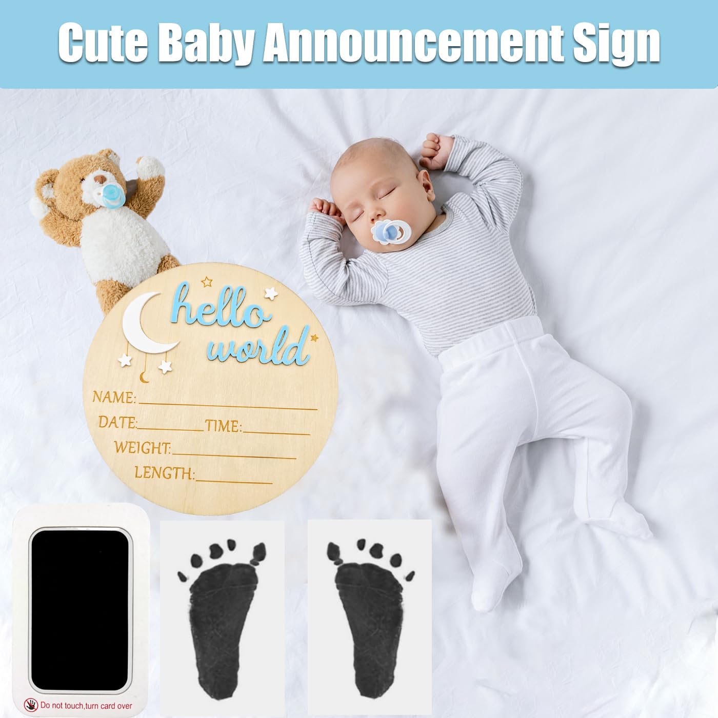 Wooden Baby Announcement Sign Hello World Baby Sign Newborn Welcome Decoration - KAMHBE, 15 cm x 0.5 cm (5.9 inches x 0.2 inches) - Image 4