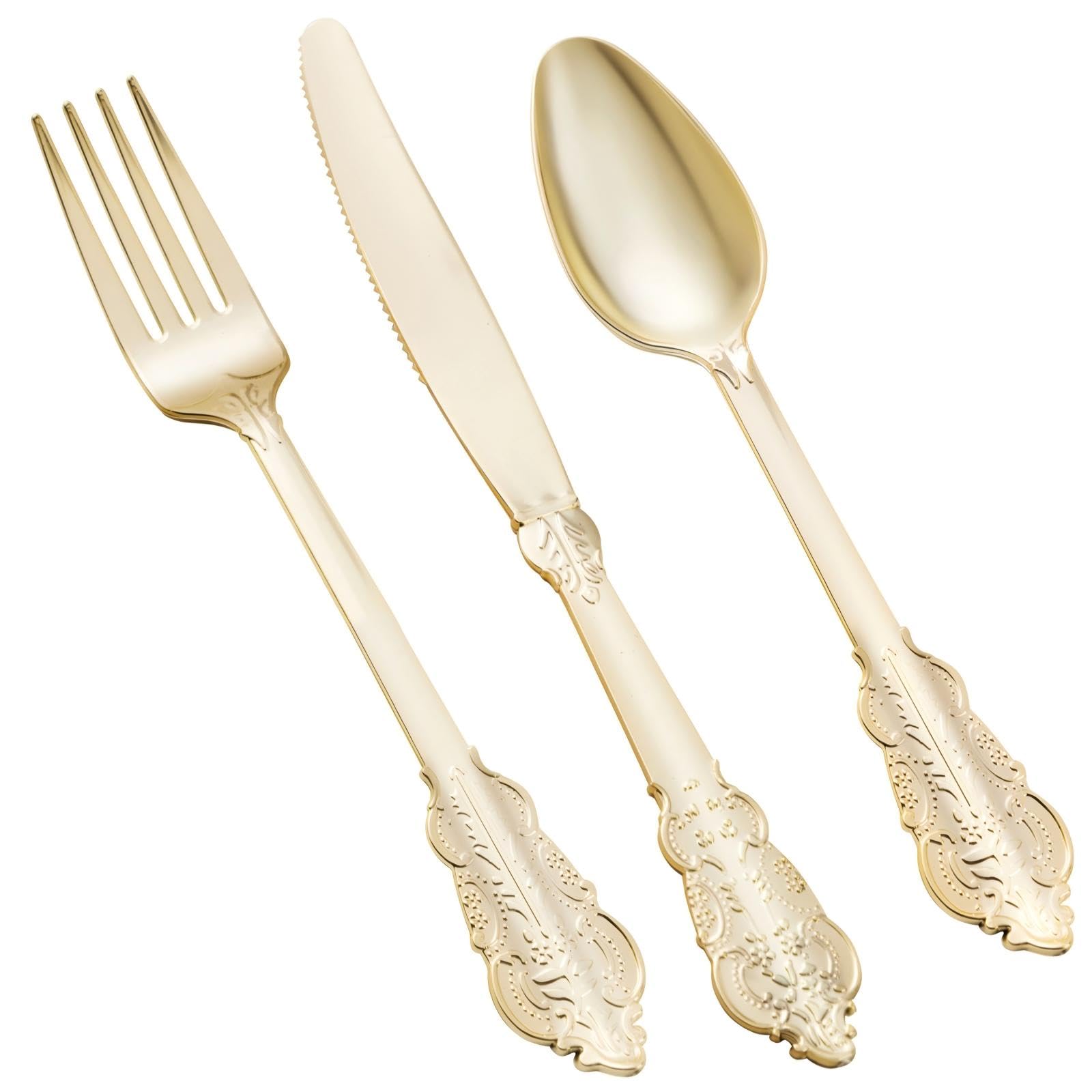 Photo 1 of Goodluck Gold Plastic Cutlery Set - 75 Pack